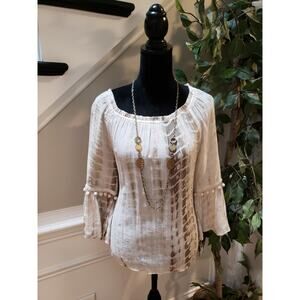 Apt. 9 Cream Blouse with Pom Pom Details